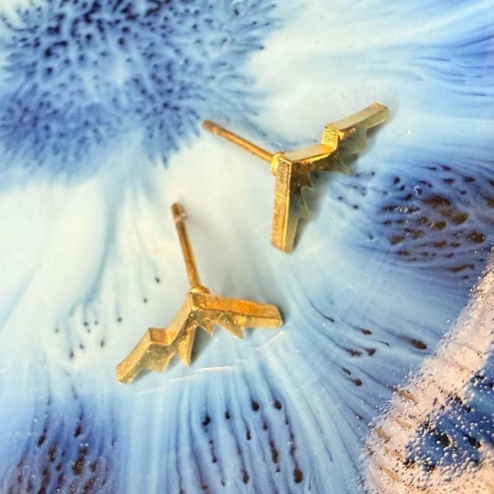 14K Gold Stainless Steel Mountain Earrings